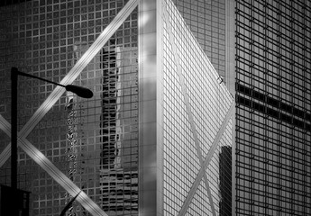 Office building window close up with Black & white Color
