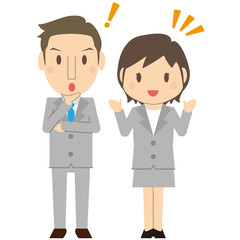 かわいいビジネスマンとビジネスウーマン　納得