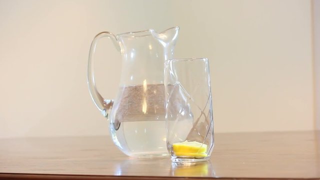 water into lemon glass