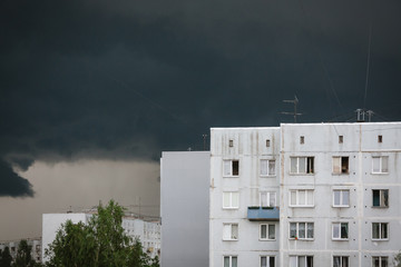 Thunderstorm is coming Soviet architecture city