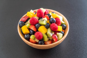 mixed fresh fruits (strawberry, raspberry, blueberry, kiwi, mango)