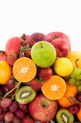 fresh fruits on white background
