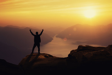 Fototapeta premium People who reach the top of the hill