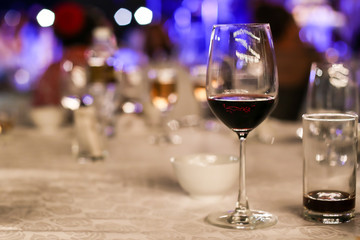 Wine glass at night party.