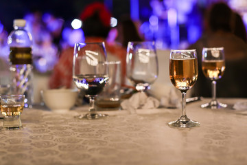 Wine glass at night party.