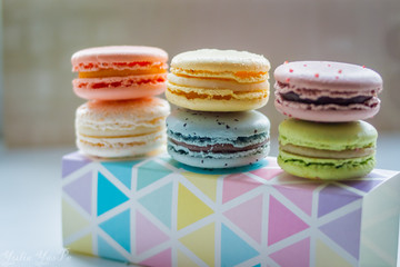  A french sweet delicacy. best present with love. Tasty colorful macaroon . pastel colors