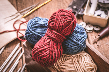 knitting and crochet - obrazy, fototapety, plakaty