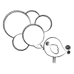 figure bird with many chat bubbles icon, vector illustraction