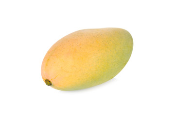 whole ripe mango on white background
