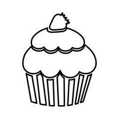 figure muffin with strawberry icon, vector illustraction design