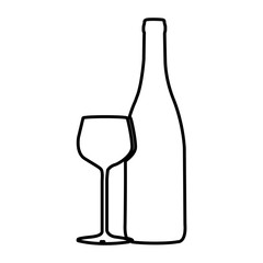 figure wine bottle with glass icon, vector illustraction design
