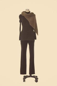 Full female dress with scarf and trousers on mannequin 

