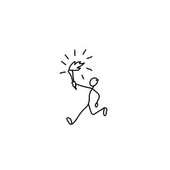 Fototapeta premium Stick figure torch bearer icon