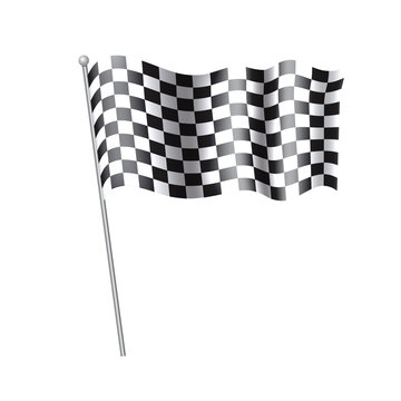 Rippled black and white crossed Checkered Flag