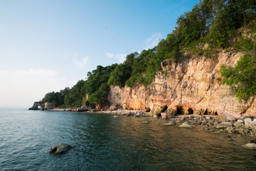 Sea shore landscape with mountains and arch at Krabi province, Thailand