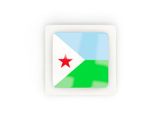 Square carbon icon with flag of djibouti