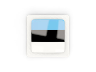 Square carbon icon with flag of estonia