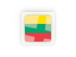 Square carbon icon with flag of lithuania