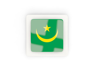 Square carbon icon with flag of mauritania