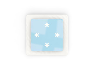 Square carbon icon with flag of micronesia