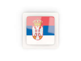 Square carbon icon with flag of serbia