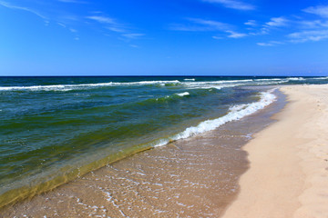 Sand beach of the Baltic Sea coast at summer. Curonian spit, Russia.