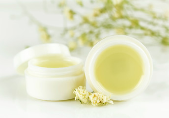 peppermint lip balm gel isolated on white background