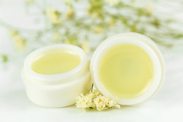 peppermint lip balm gel isolated on white background