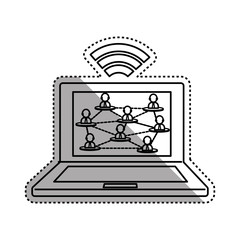 Laptop connected to wifi icon vector illustration graphic design