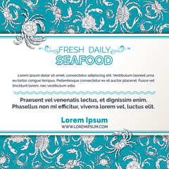 Vector crabs blue background.