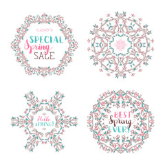 Vector set of spring frames isolated on white.