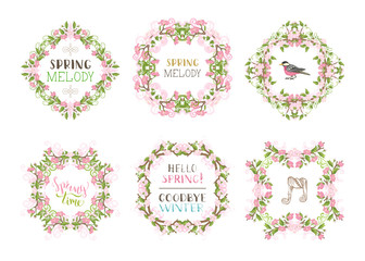 Vector set of spring floral frames.