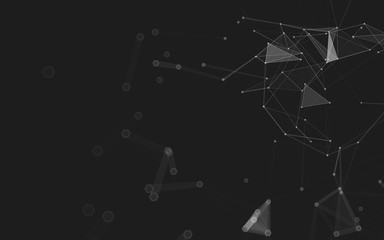 Abstract polygonal space low poly dark background, 3d rendering