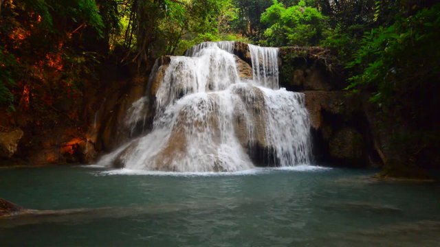 Huay Mae Kamin waterfall in the forest, Kanchanaburi, Thailand