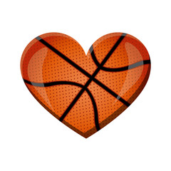 white background of heart with texture of basketball ball vector illustration