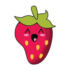 kawaii strawberry fruit nutrition vector illustration eps 10