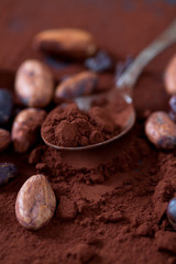 cocoa beans and powder