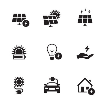 Energy, electricity icon set