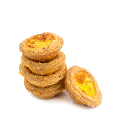 Egg Tarts isolated on white background.