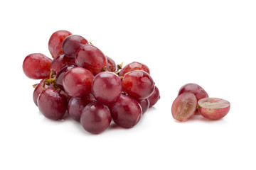 Red grape berry bunch isolated on white background.