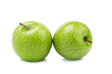 Fresh green apples isolated on white background.