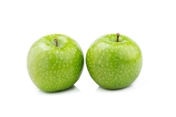 Fresh green apples isolated on white background.