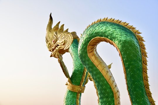Iconic Naga Statue in Nong Khai Province, Thailand