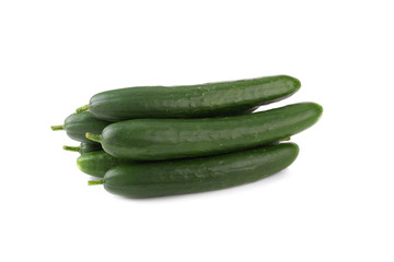 green zucchini vegetables isolated on white background.
