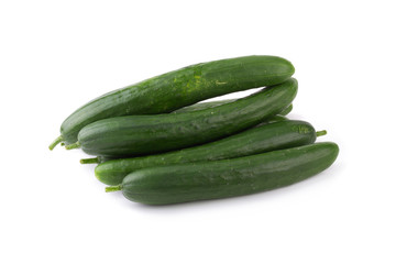 green zucchini vegetables isolated on white background.