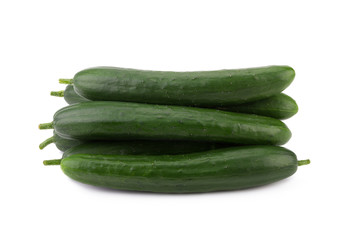 green zucchini vegetables isolated on white background.
