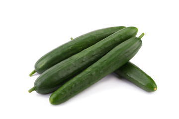 green zucchini vegetables isolated on white background.