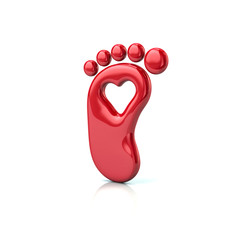 Red footprint with heart