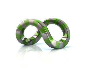 Green and silver infinity sign