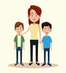 mother with two boys relation vector illustration eps 10